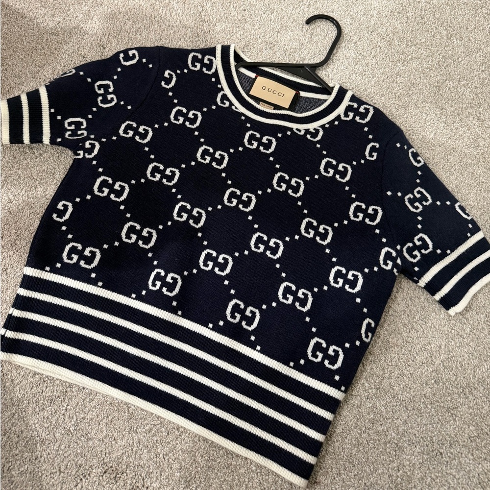 Gucci Dark Blue and White Patterned Sweater